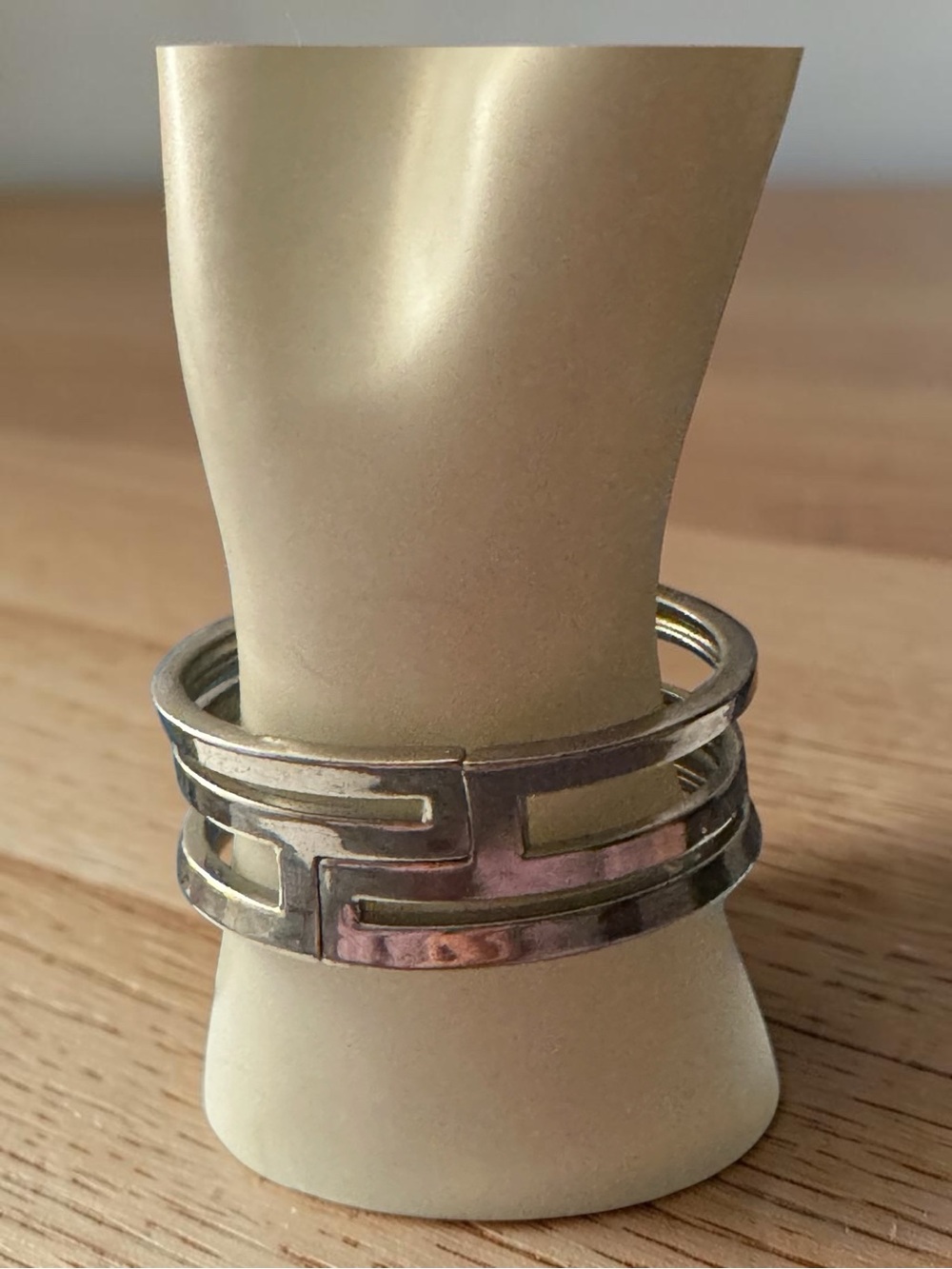 Lia Sophia Silver Tone Openwork Hinged Cuff Bracelet